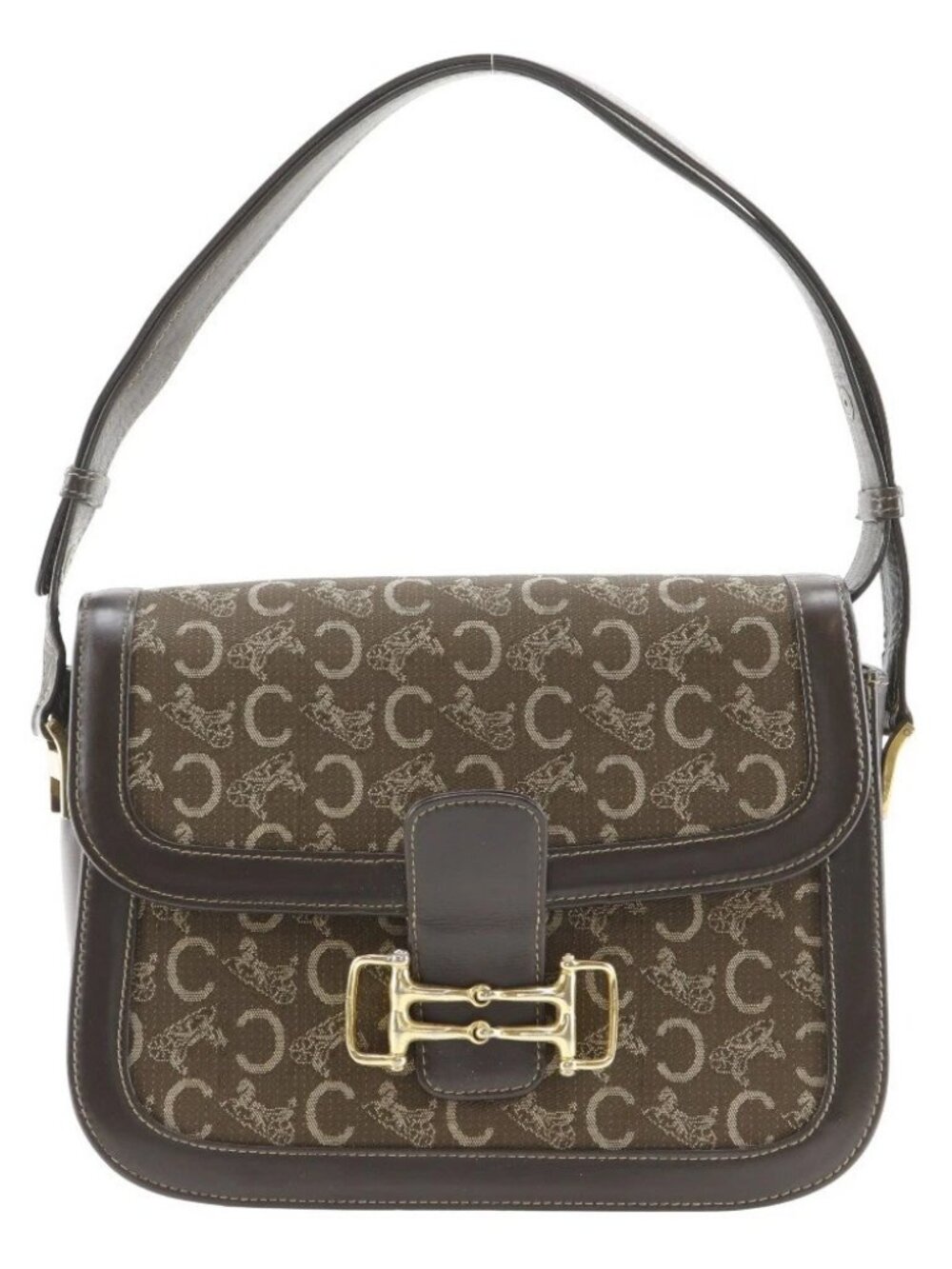 CELINE Handbag vintage Brown canvas/Calfskin Women